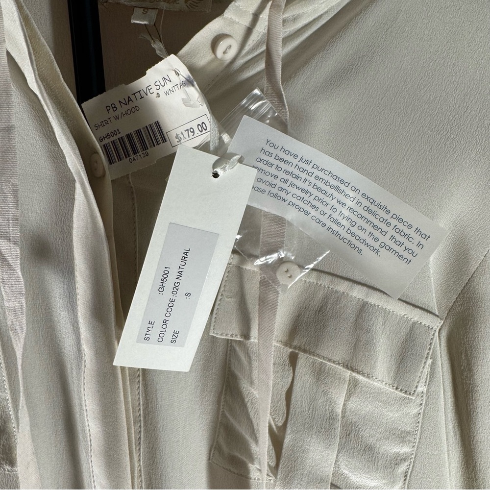 Gold Hawk Silk Hoodie Blouse NWT $179 Ivory 🤍 - Picture 8 of 8